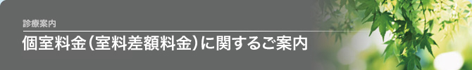 個室料金(室料差額料金)に関するご案内